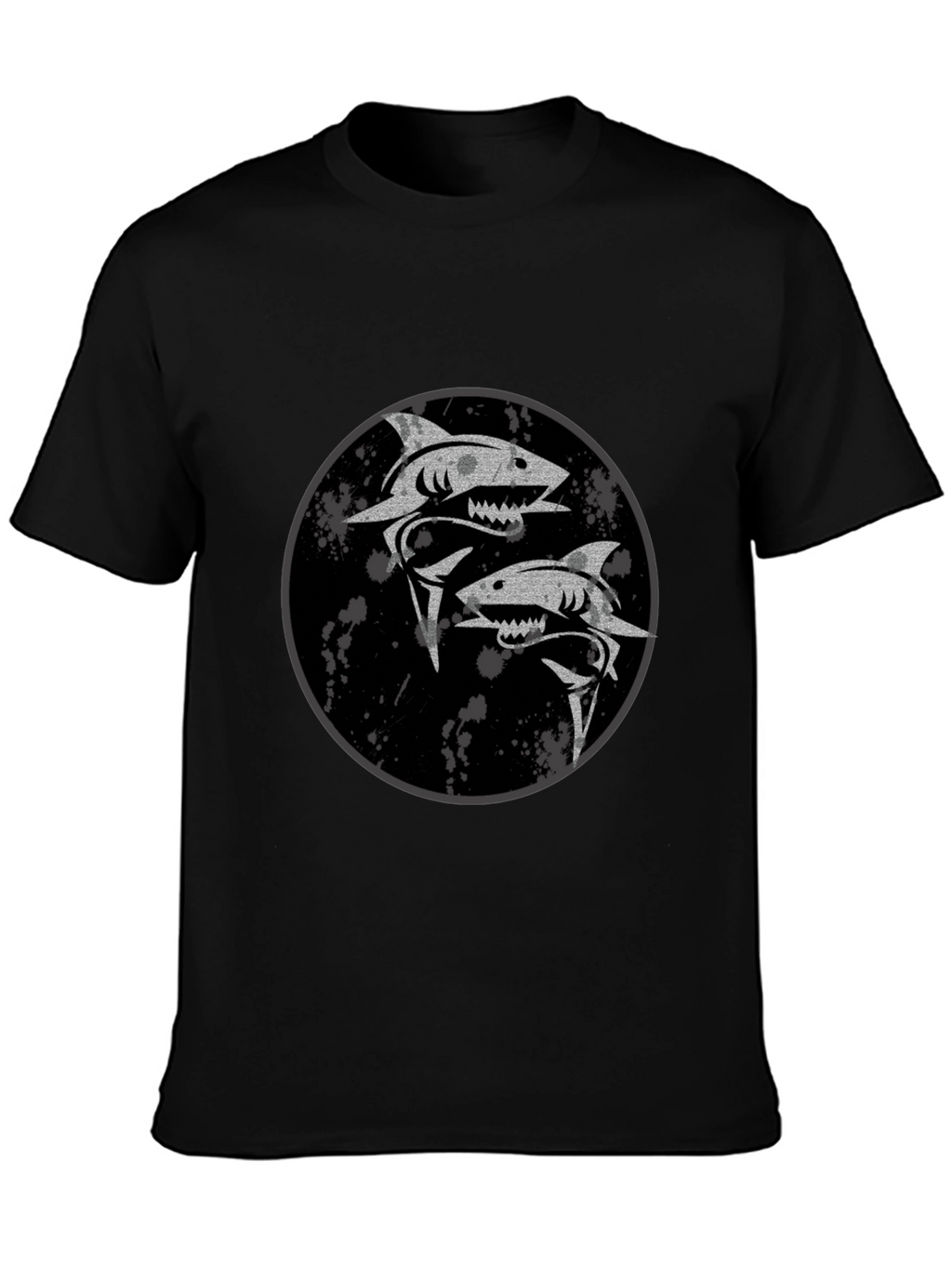 Shark Yin Yang Graphic Black T-Shirt