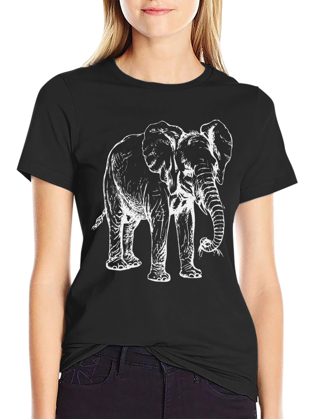 Black Elephant Graphic Tee - Animal Lovers T-Shirt