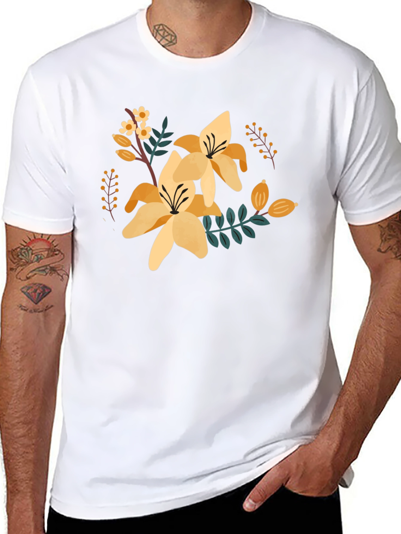 Floral Graphic Black Tee