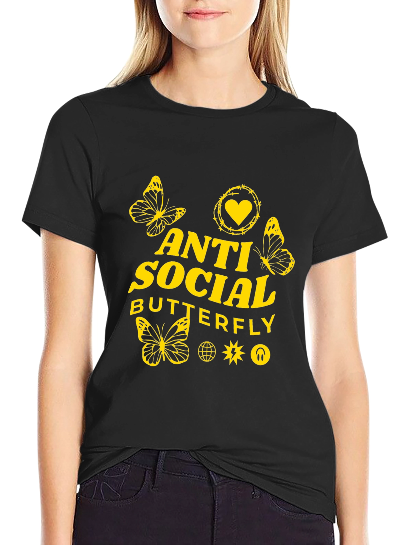 Anti Social Butterfly Graphic Tee