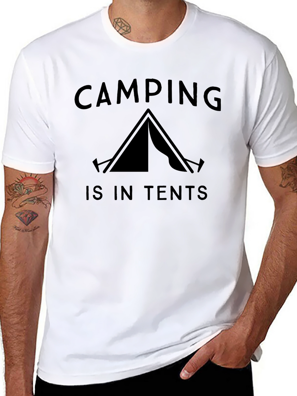 Camping is in Tents Black Graphic Tee
