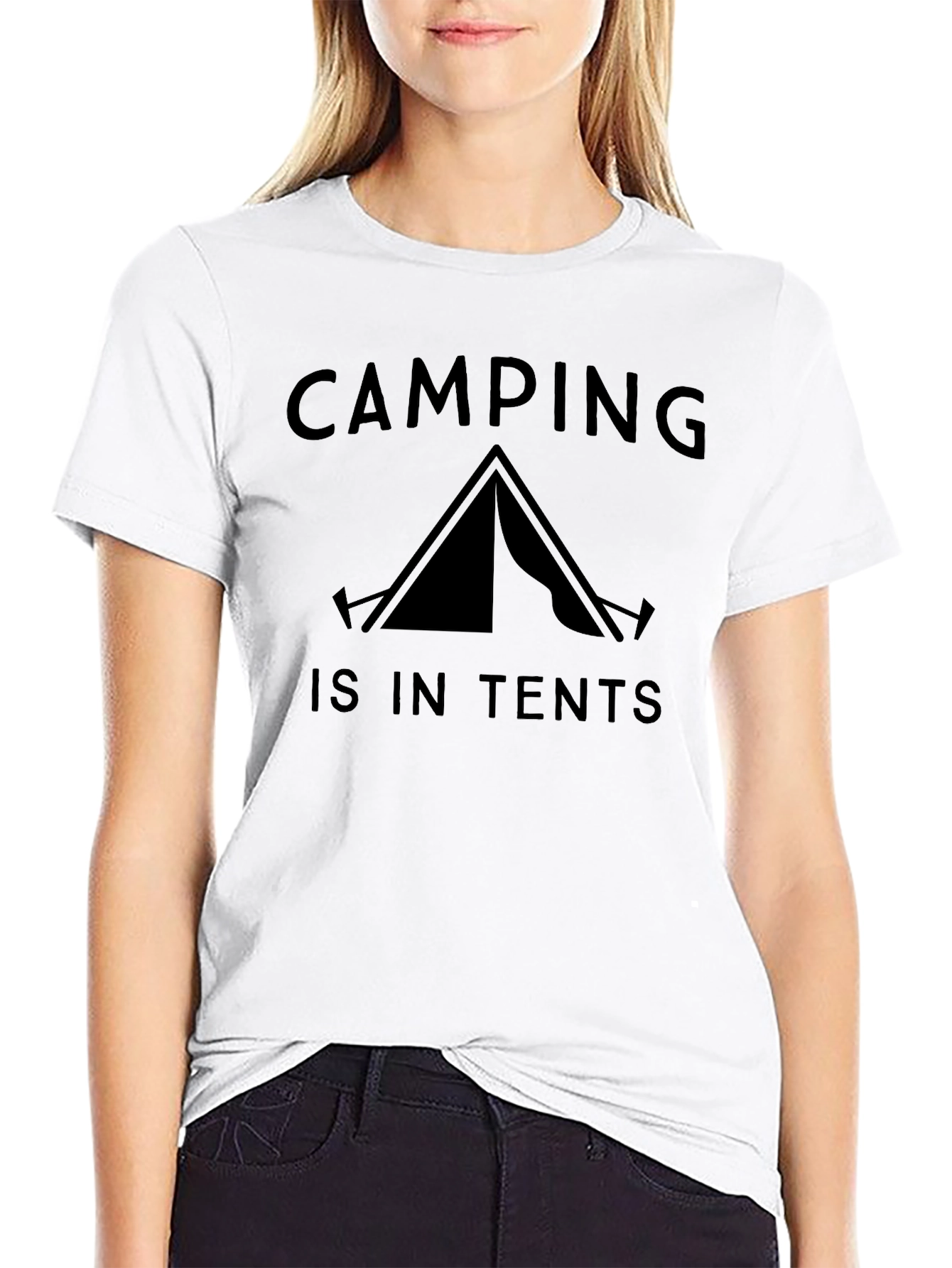 Camping is in Tents Black Graphic Tee