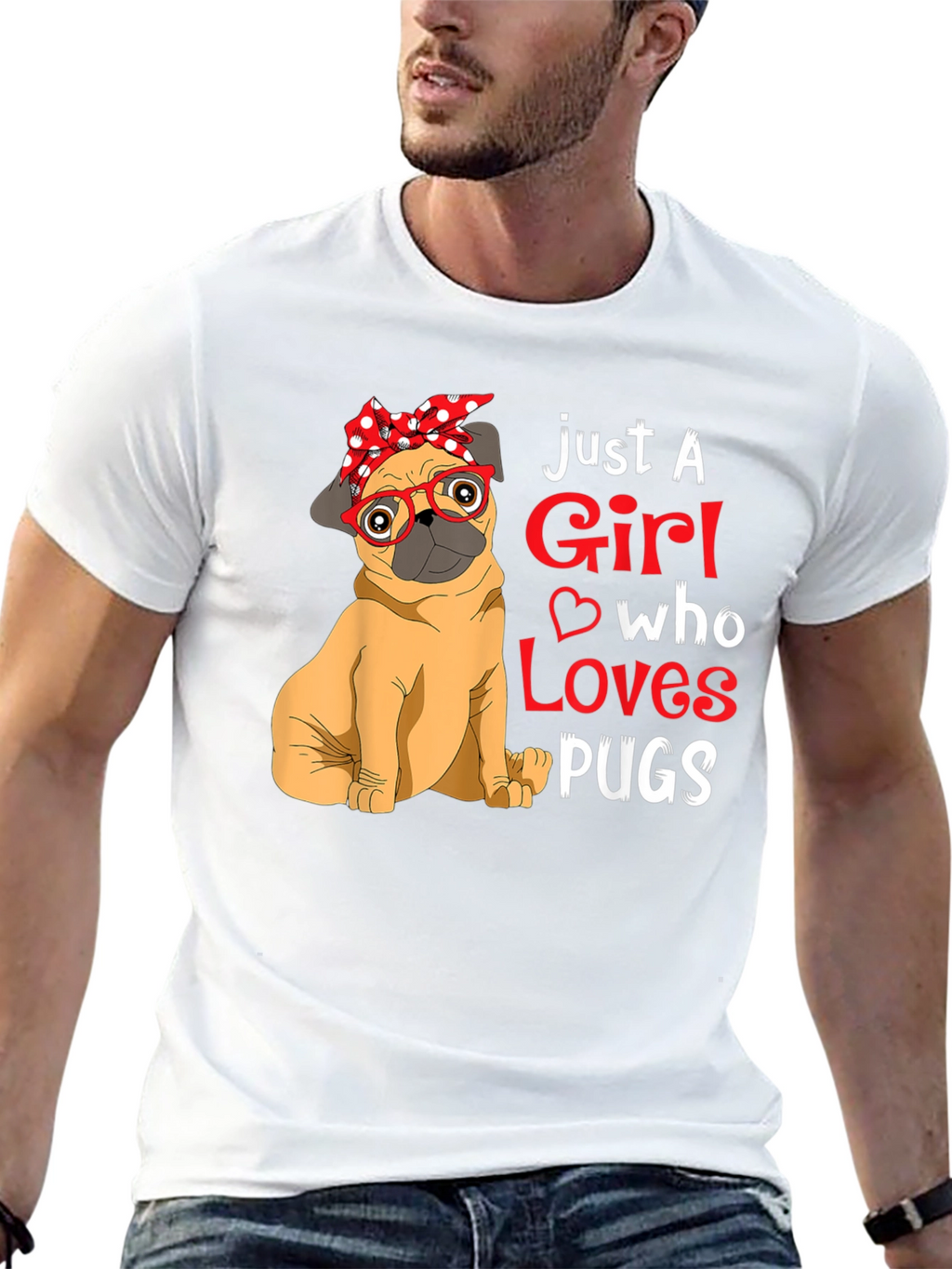 Just A Girl Who Loves Pugs Graphic T-Shirt