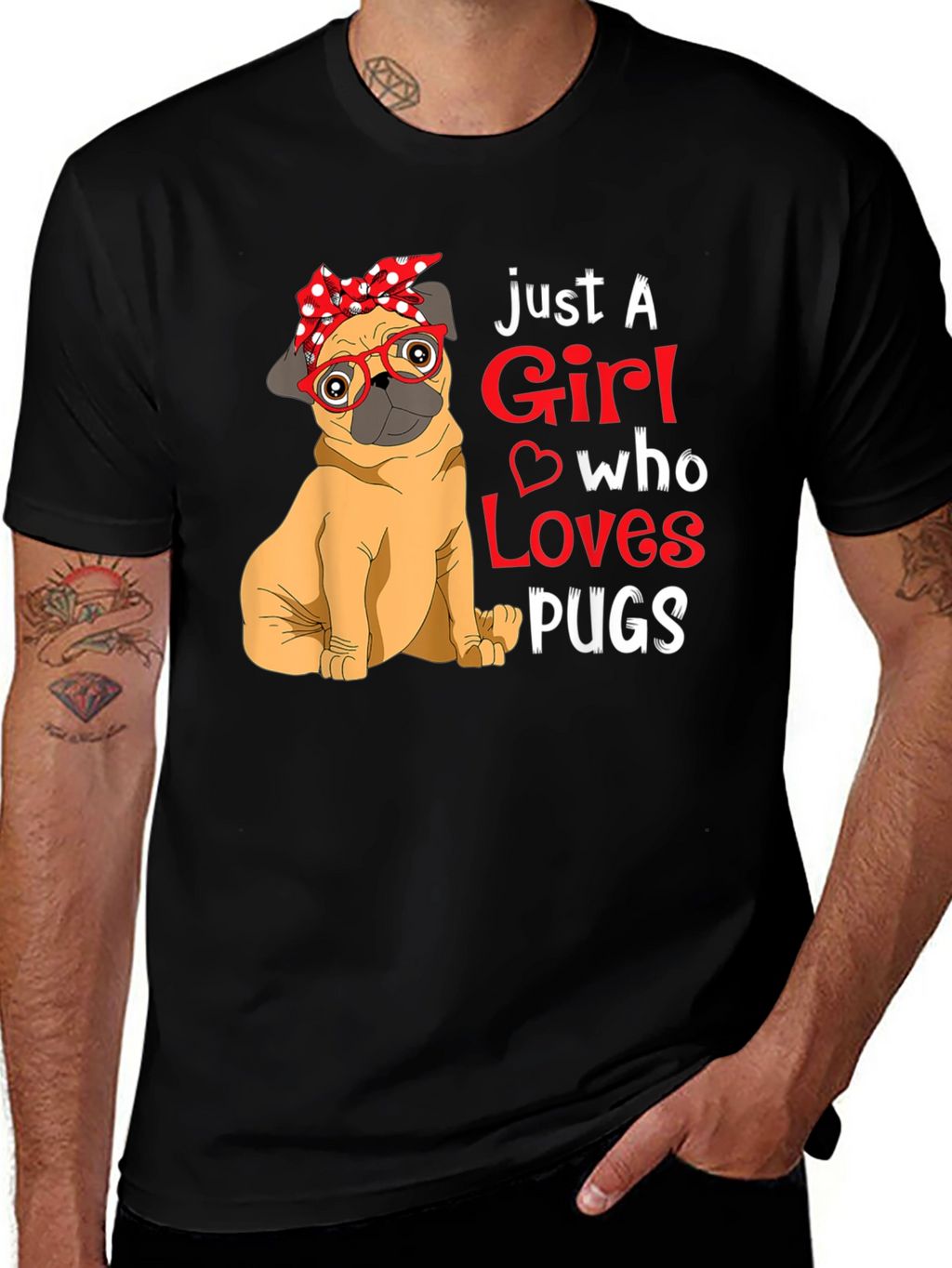 Just A Girl Who Loves Pugs Graphic T-Shirt
