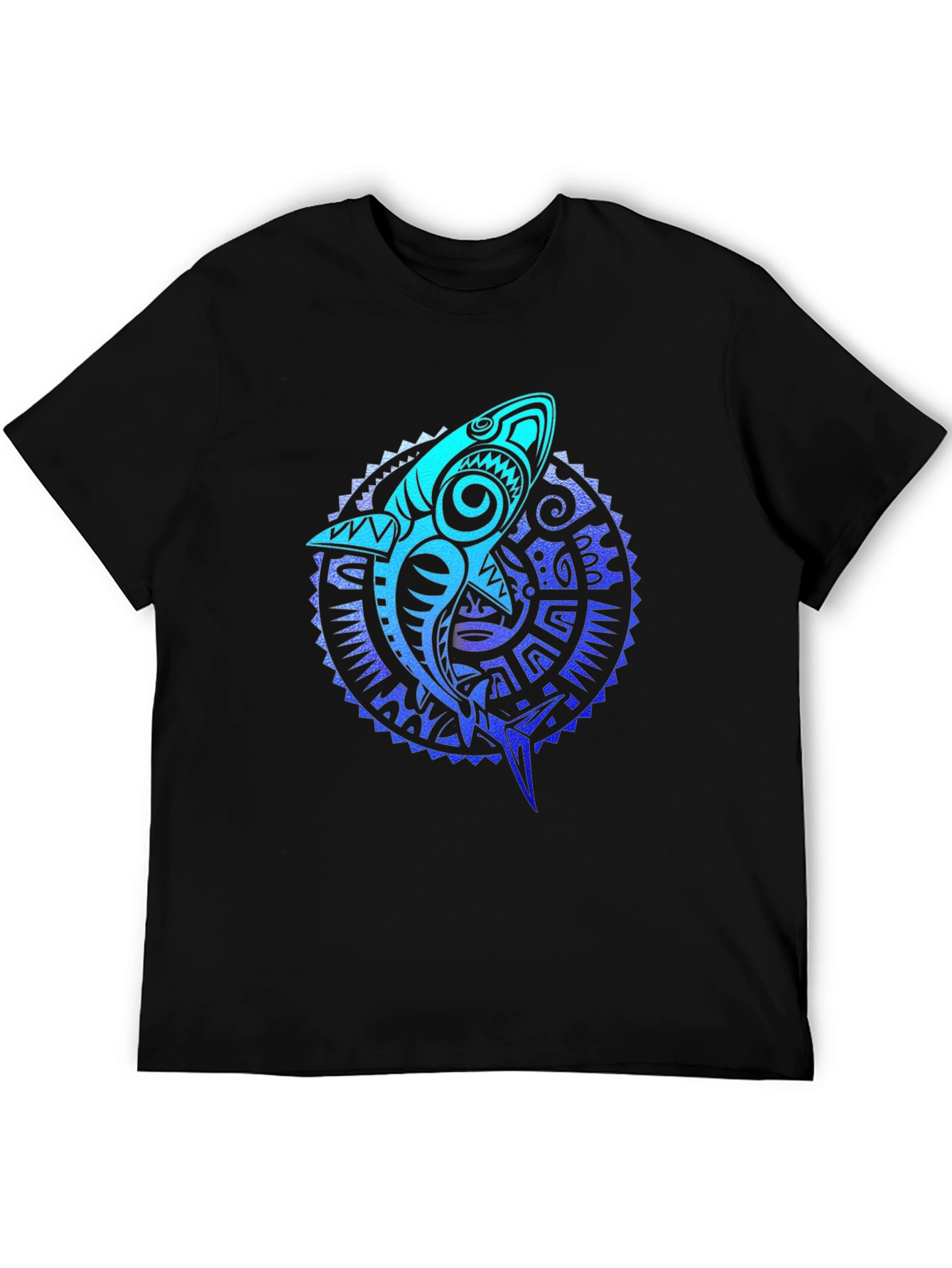 Tribal Shark Graphic Tee - Black