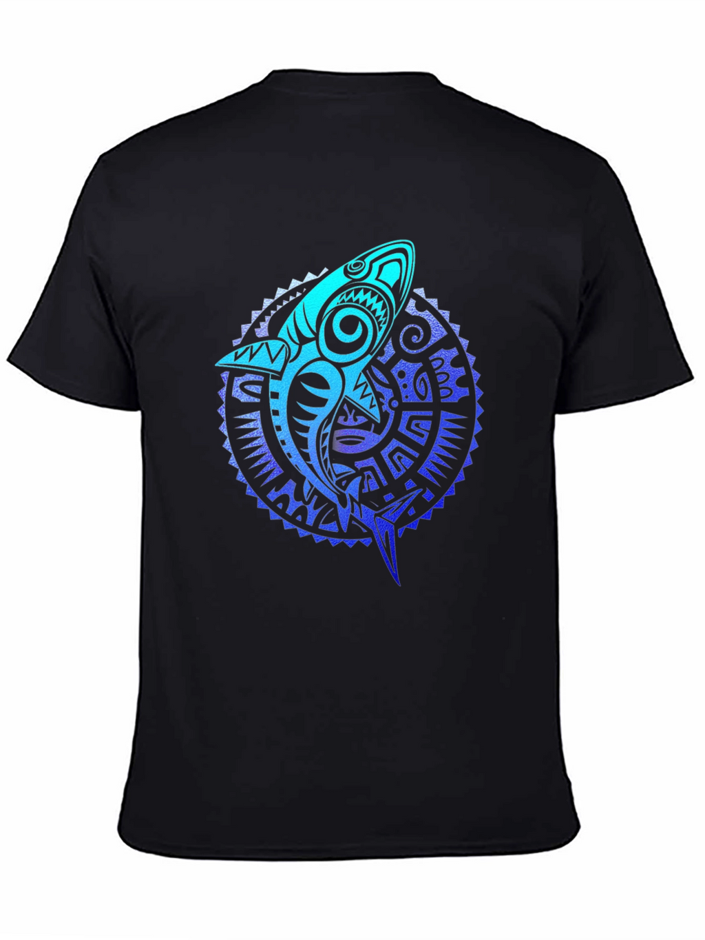 Tribal Shark Graphic Tee - Black
