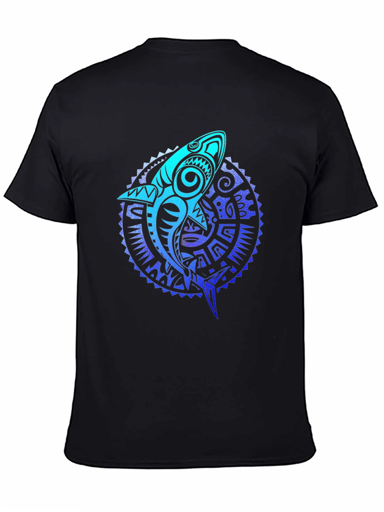Tribal Shark Graphic Tee - Black