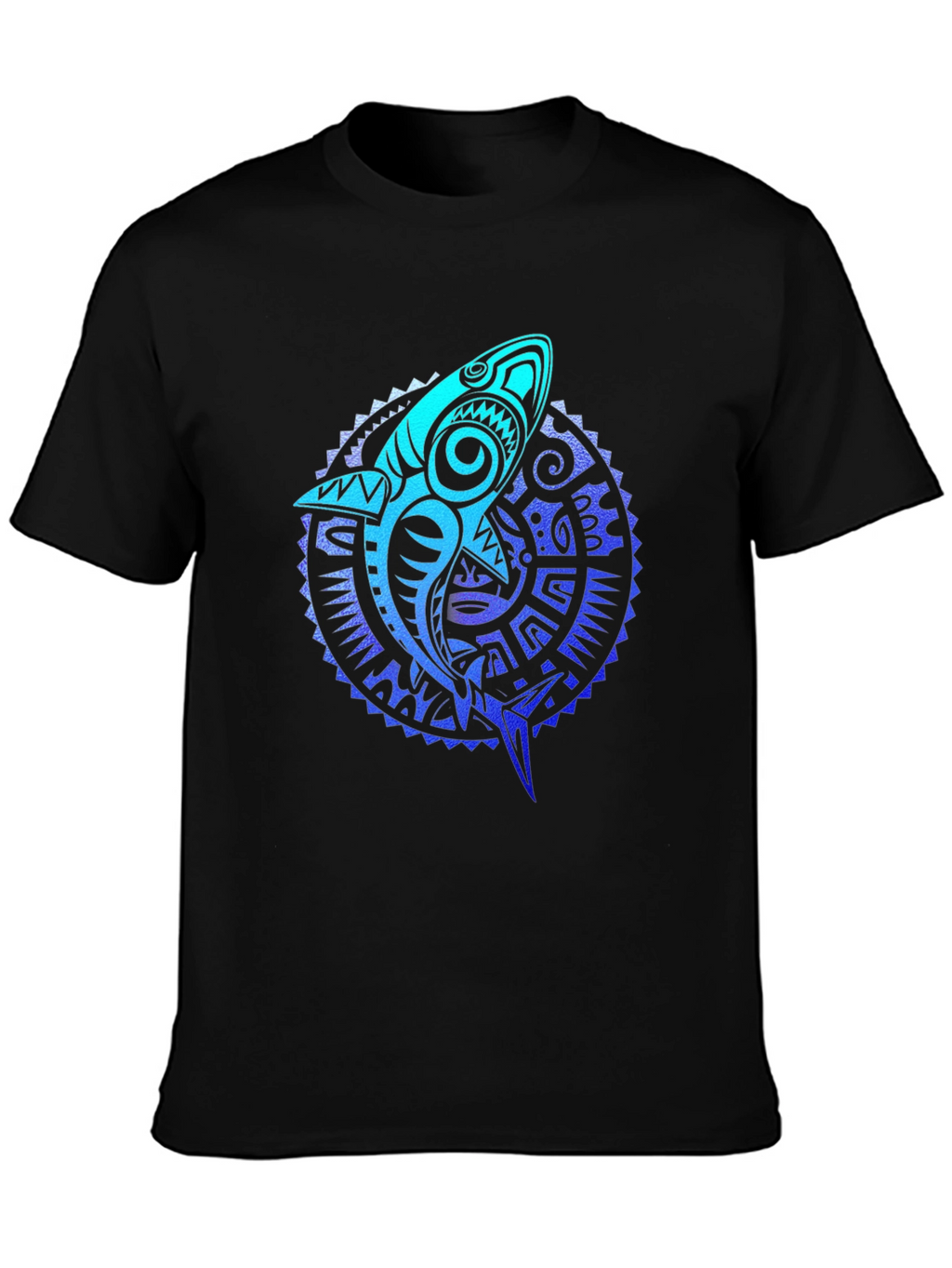 Tribal Shark Graphic Tee - Black