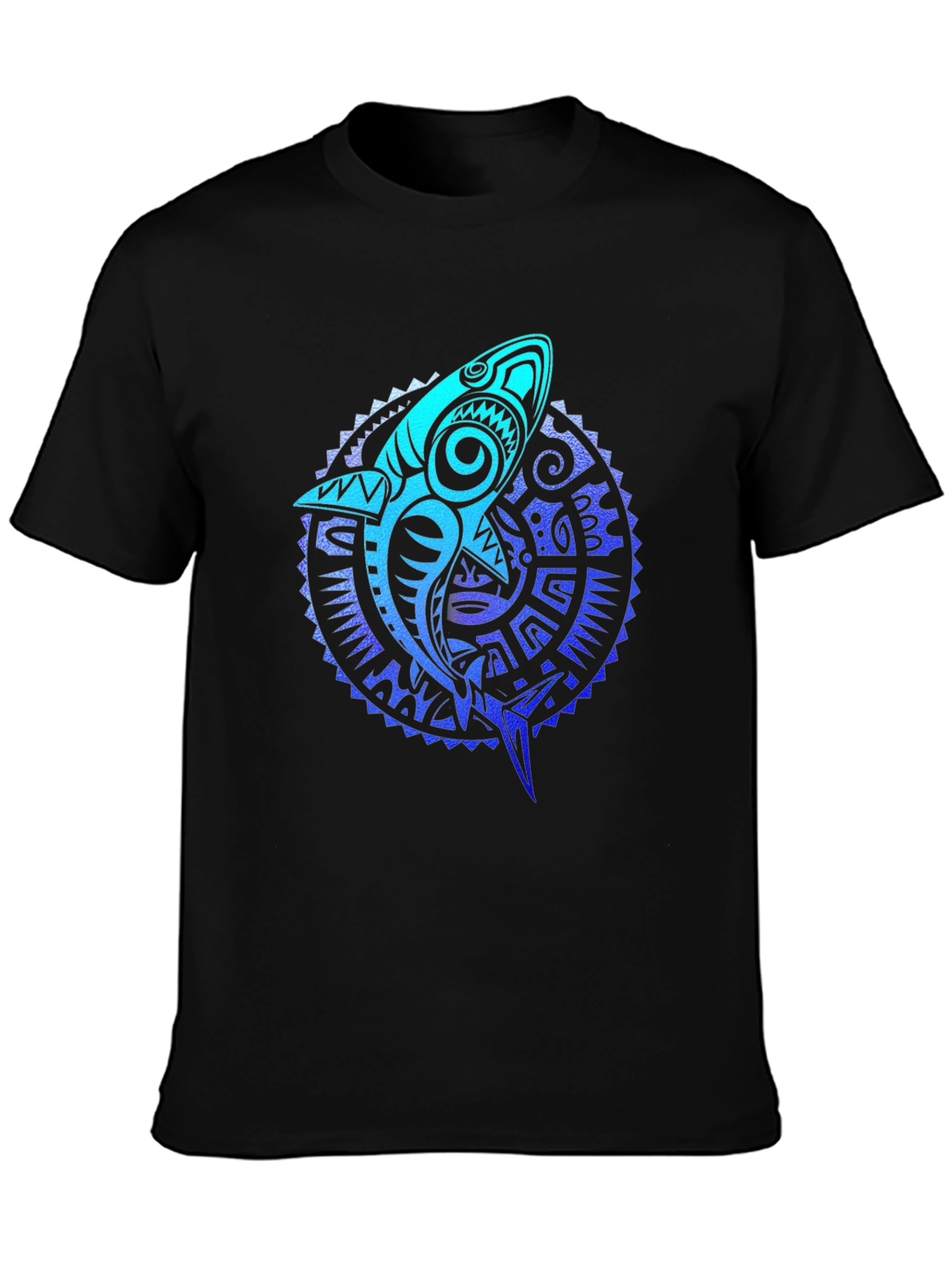 Tribal Shark Graphic Tee - Black