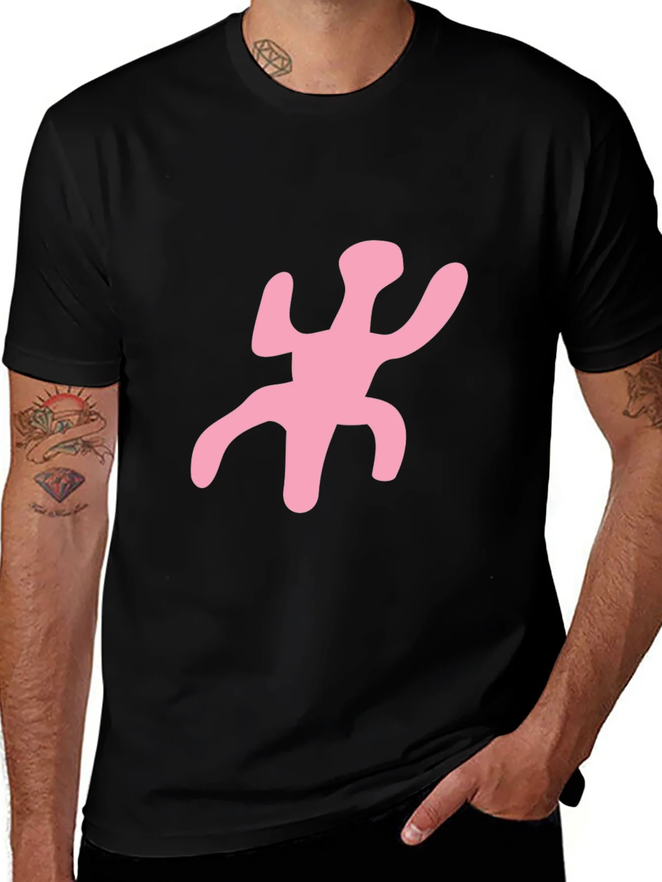 Funky Pink Figure Black T-Shirt
