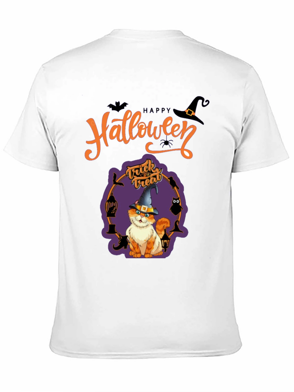 Halloween Cat Graphic Tee - Spooky Season Shirt