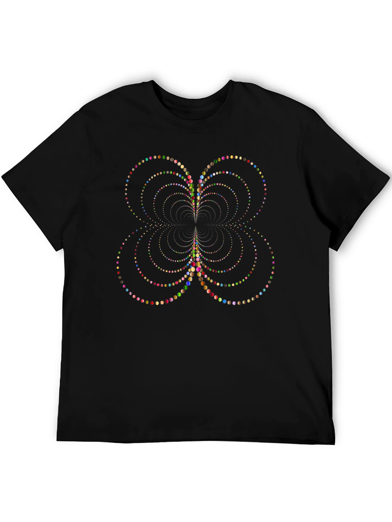 Colorful Dot Illusion Black T-Shirt