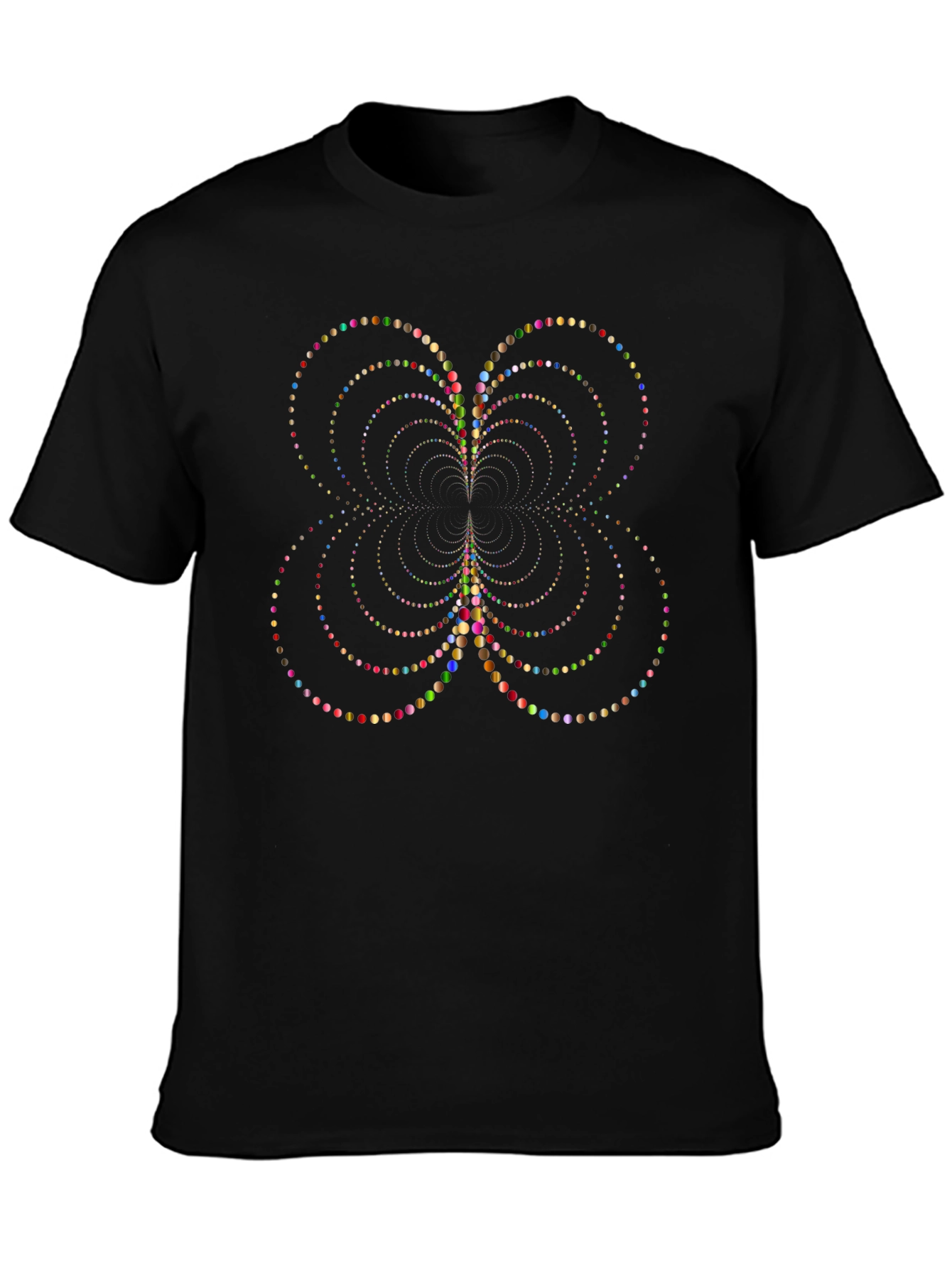 Colorful Dot Illusion Black T-Shirt