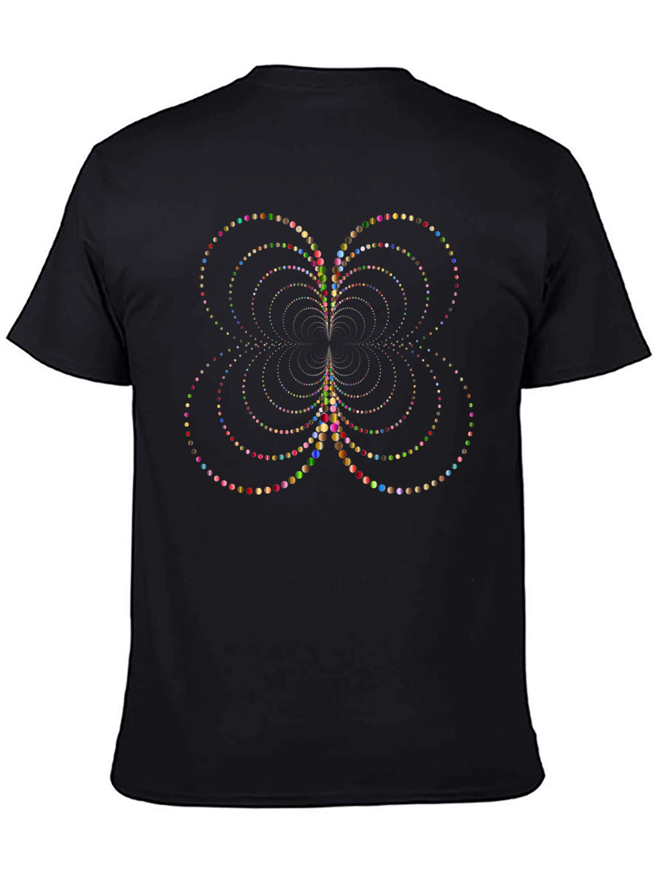Colorful Dot Illusion Black T-Shirt