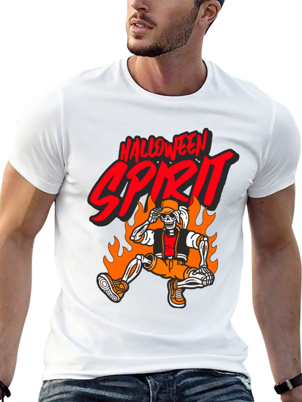 Halloween Spirit Skeleton Graphic Tee