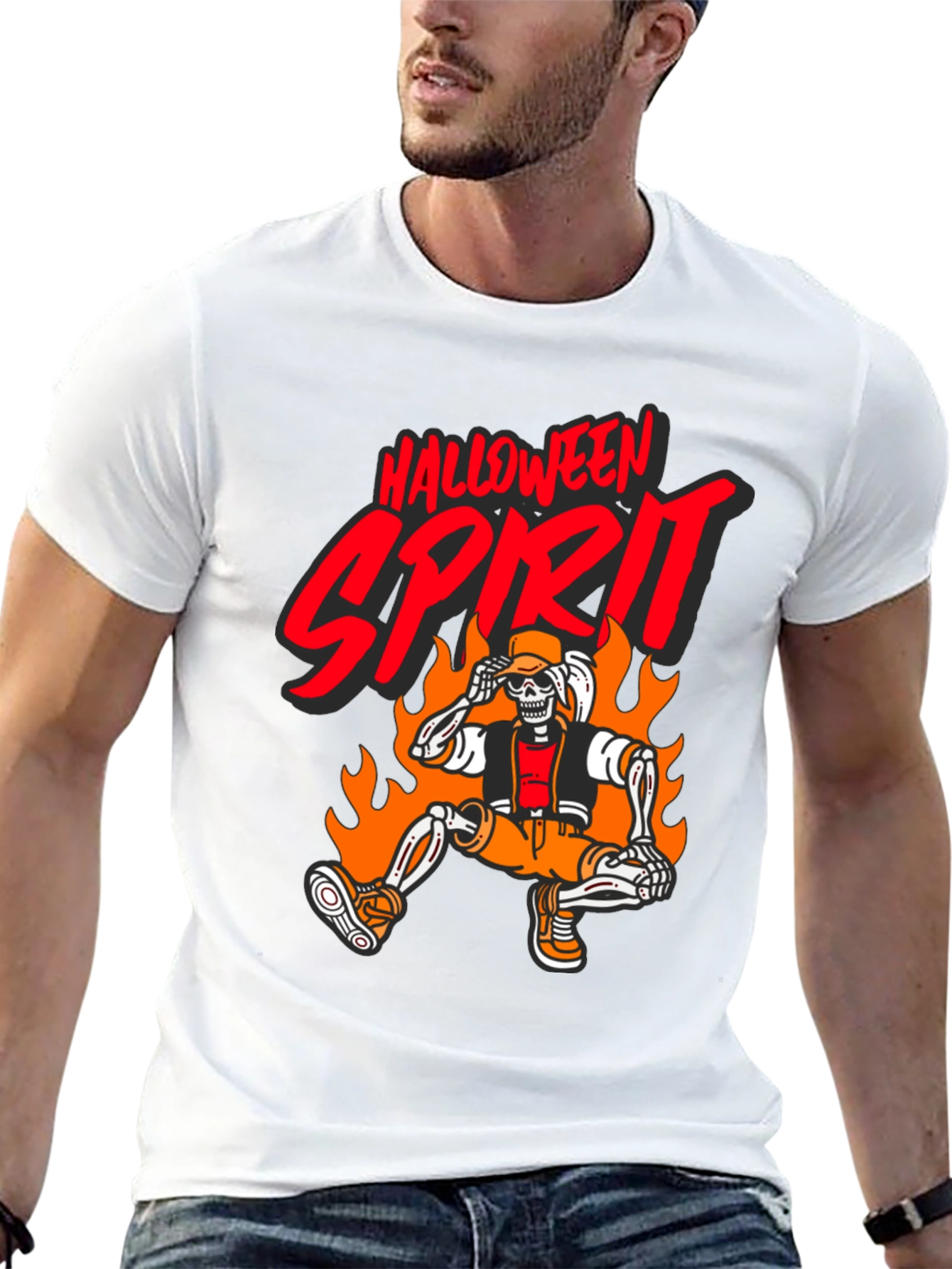 Halloween Spirit Skeleton Graphic Tee