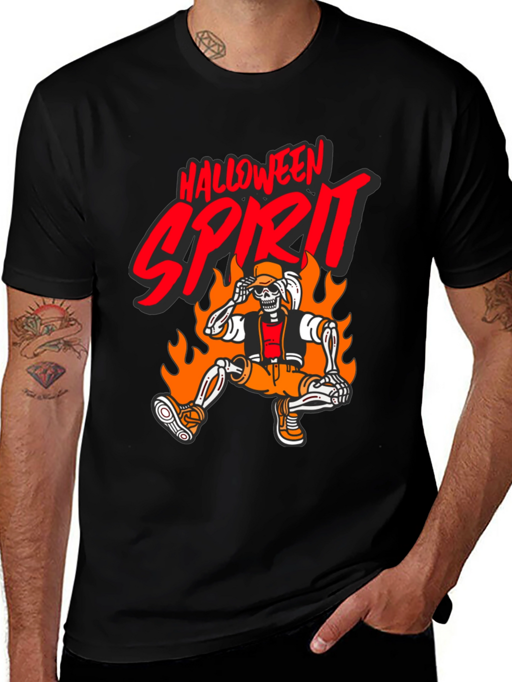 Halloween Spirit Skeleton Graphic Tee