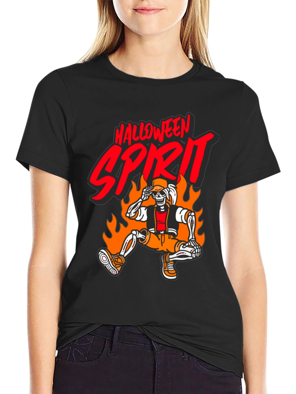 Halloween Spirit Skeleton Graphic Tee