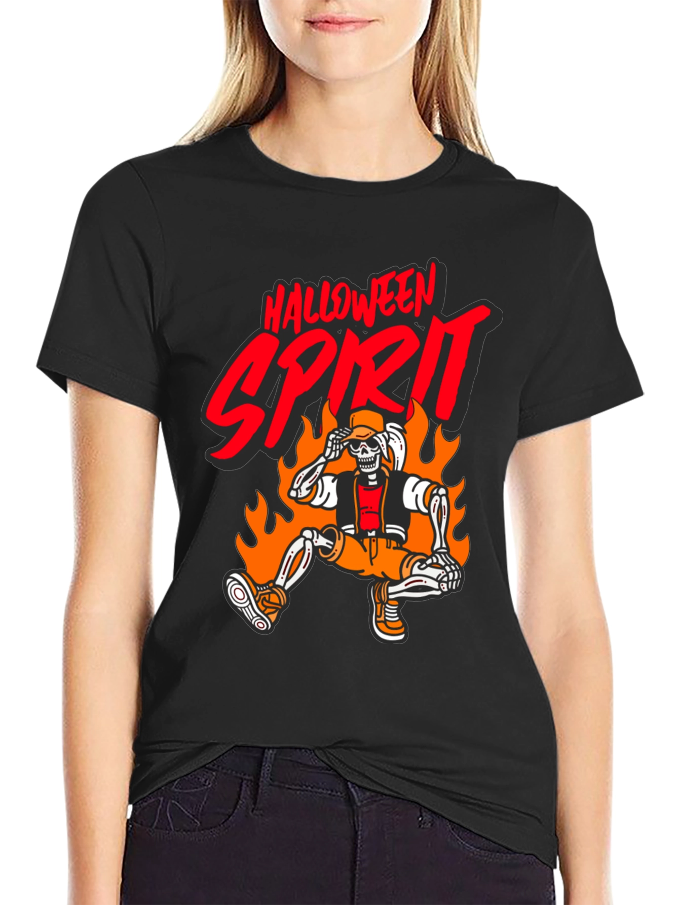 Halloween Spirit Skeleton Graphic Tee