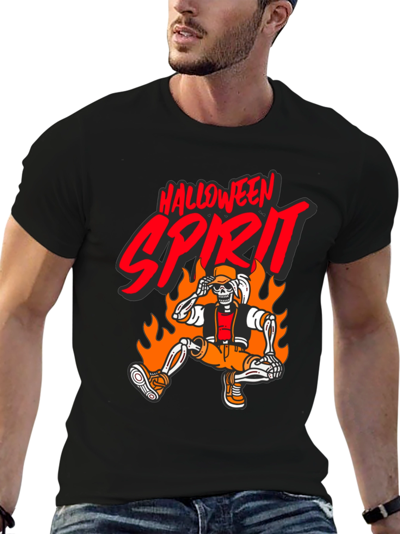 Halloween Spirit Skeleton Graphic Tee