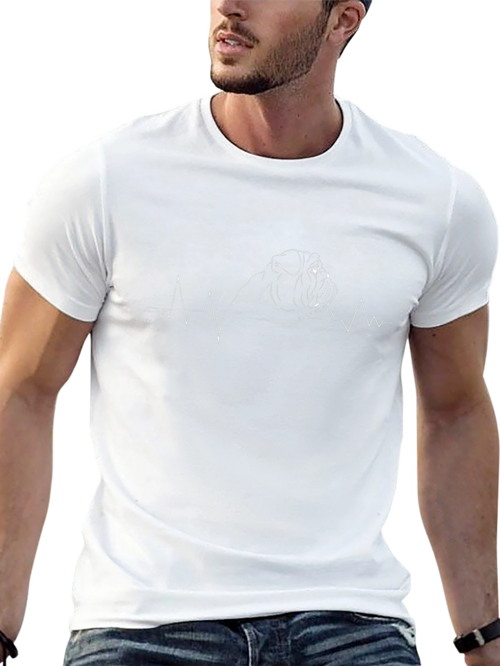 Bulldog Heartbeat Graphic Tee - Mens Black T-Shirt