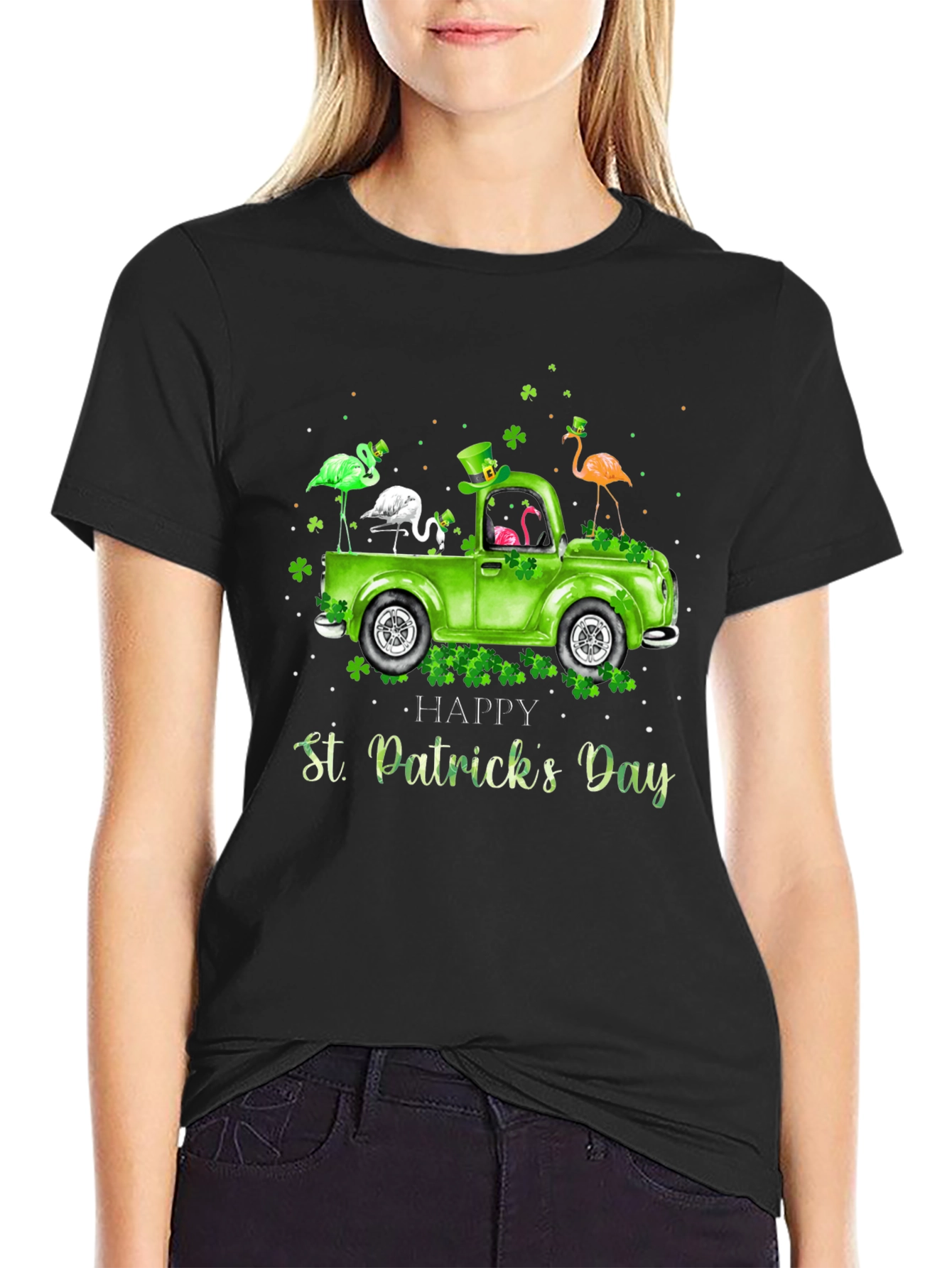 St. Patricks Day Flamingo Truck T-Shirt