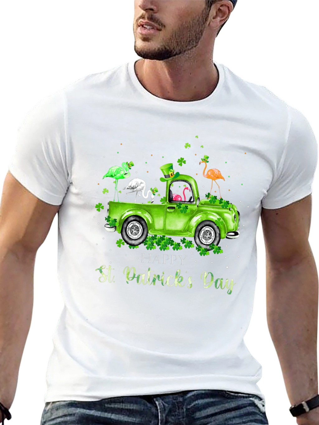 St. Patricks Day Flamingo Truck T-Shirt