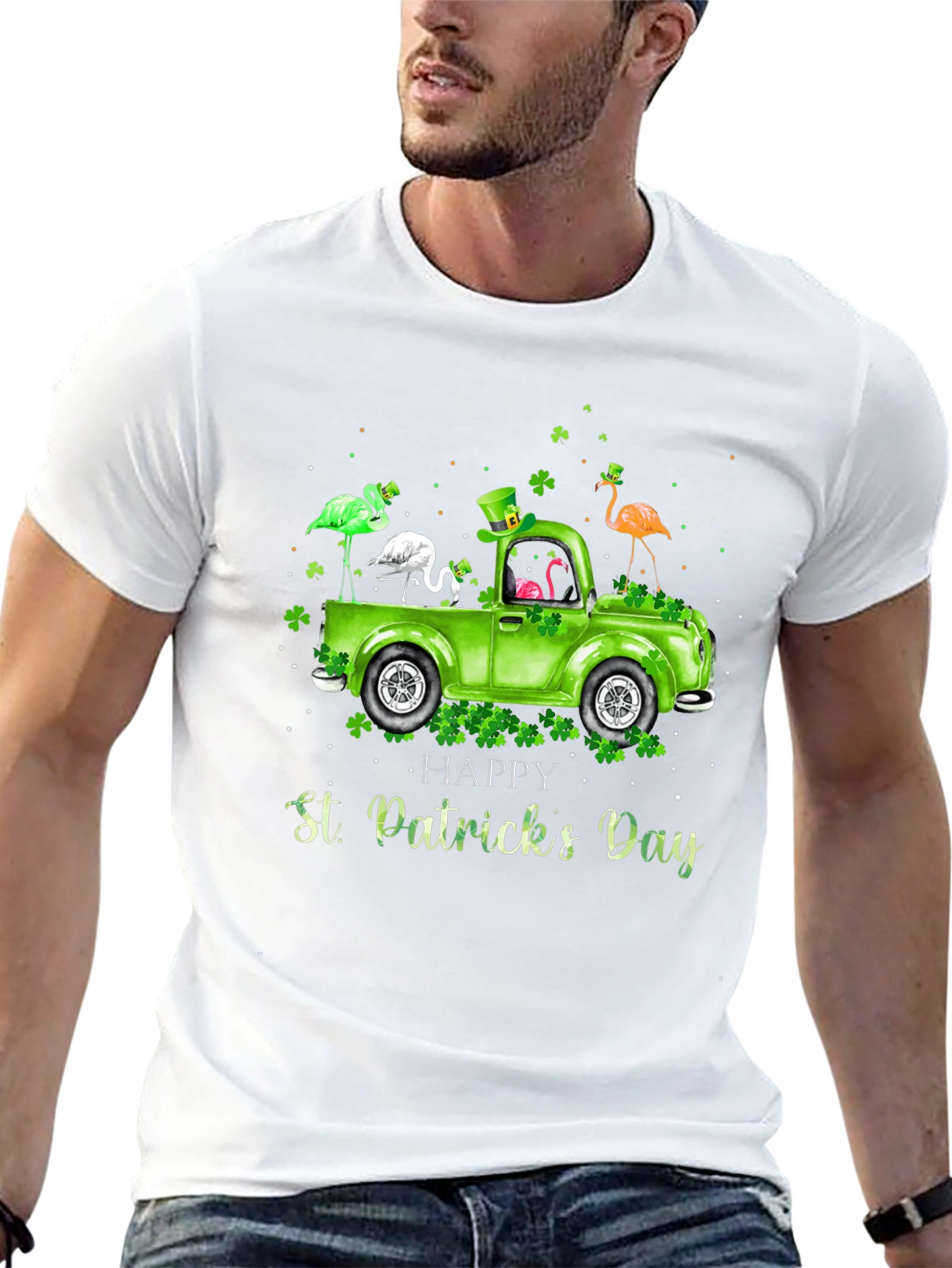 St. Patricks Day Flamingo Truck T-Shirt