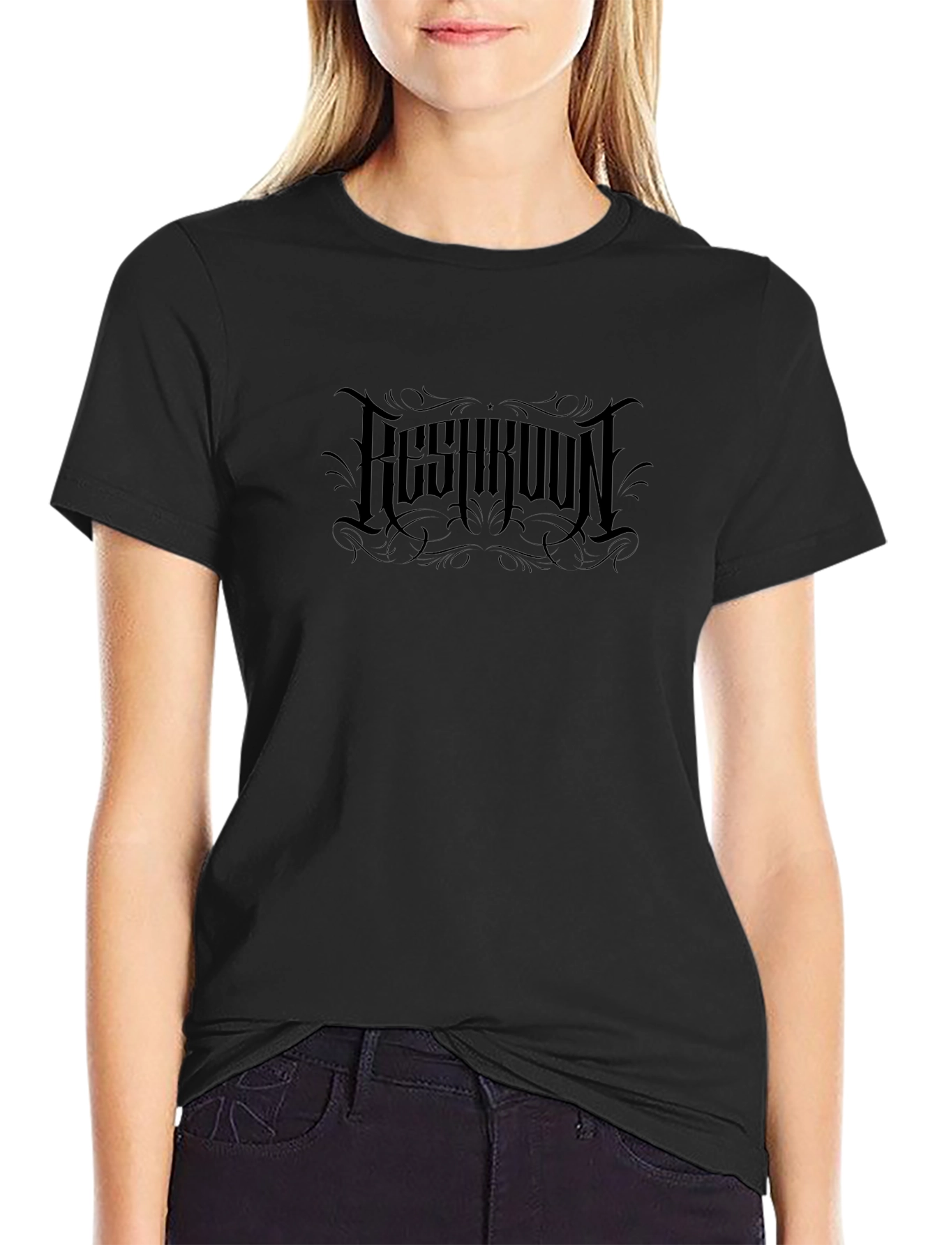 Gothic Logo Black T-Shirt - Modern Casual Wear