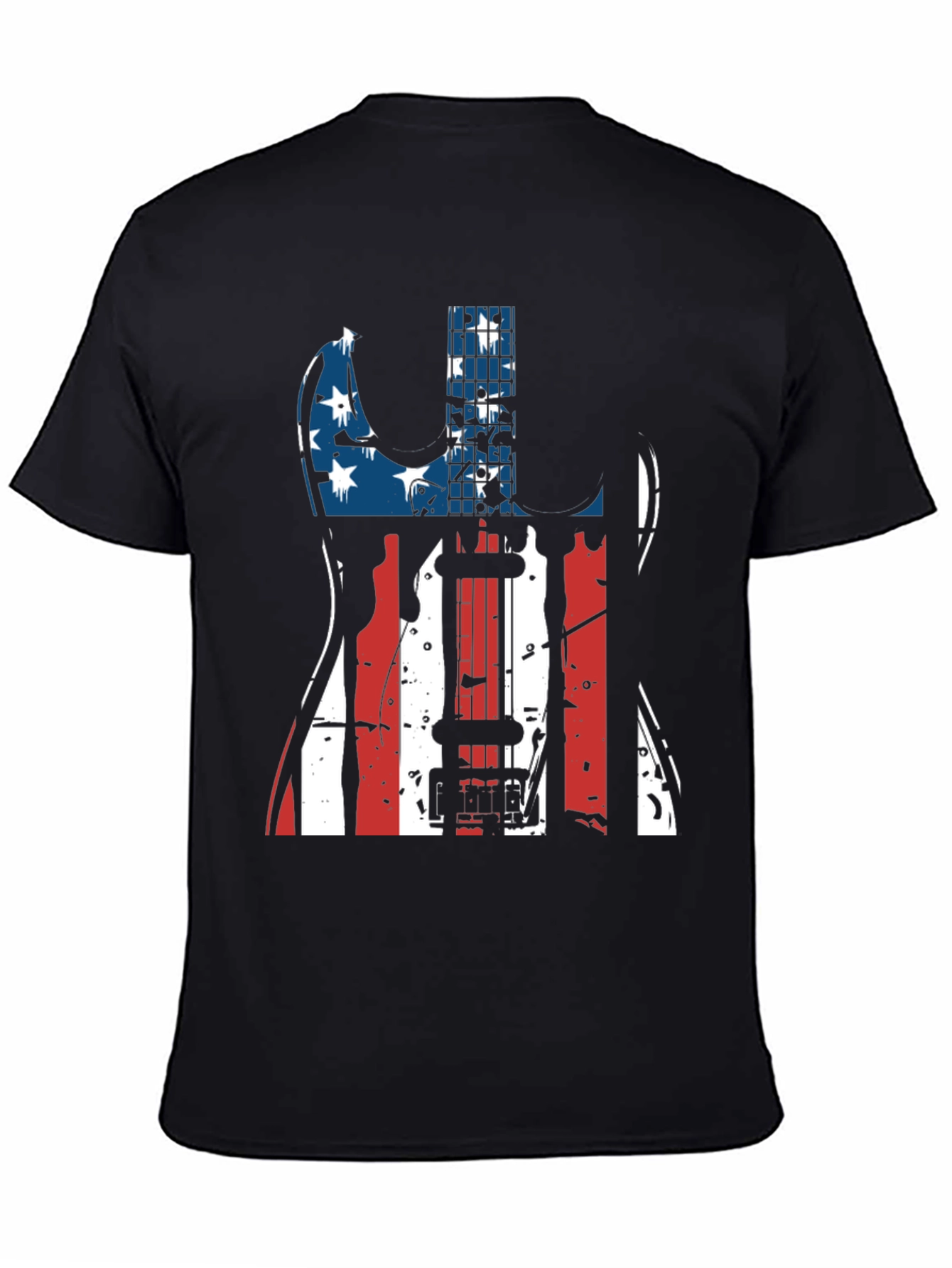Patriotic Guitar T-Shirt - USA Flag Design