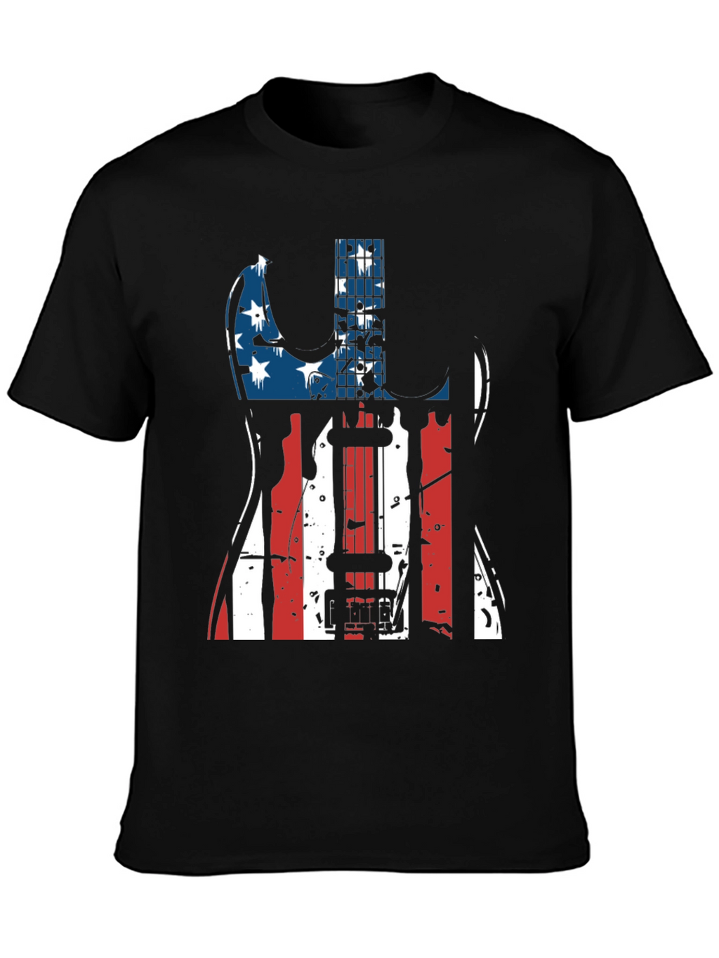 Patriotic Guitar T-Shirt - USA Flag Design
