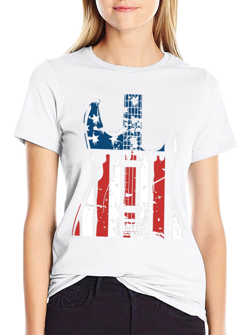 Patriotic Guitar T-Shirt - USA Flag Design