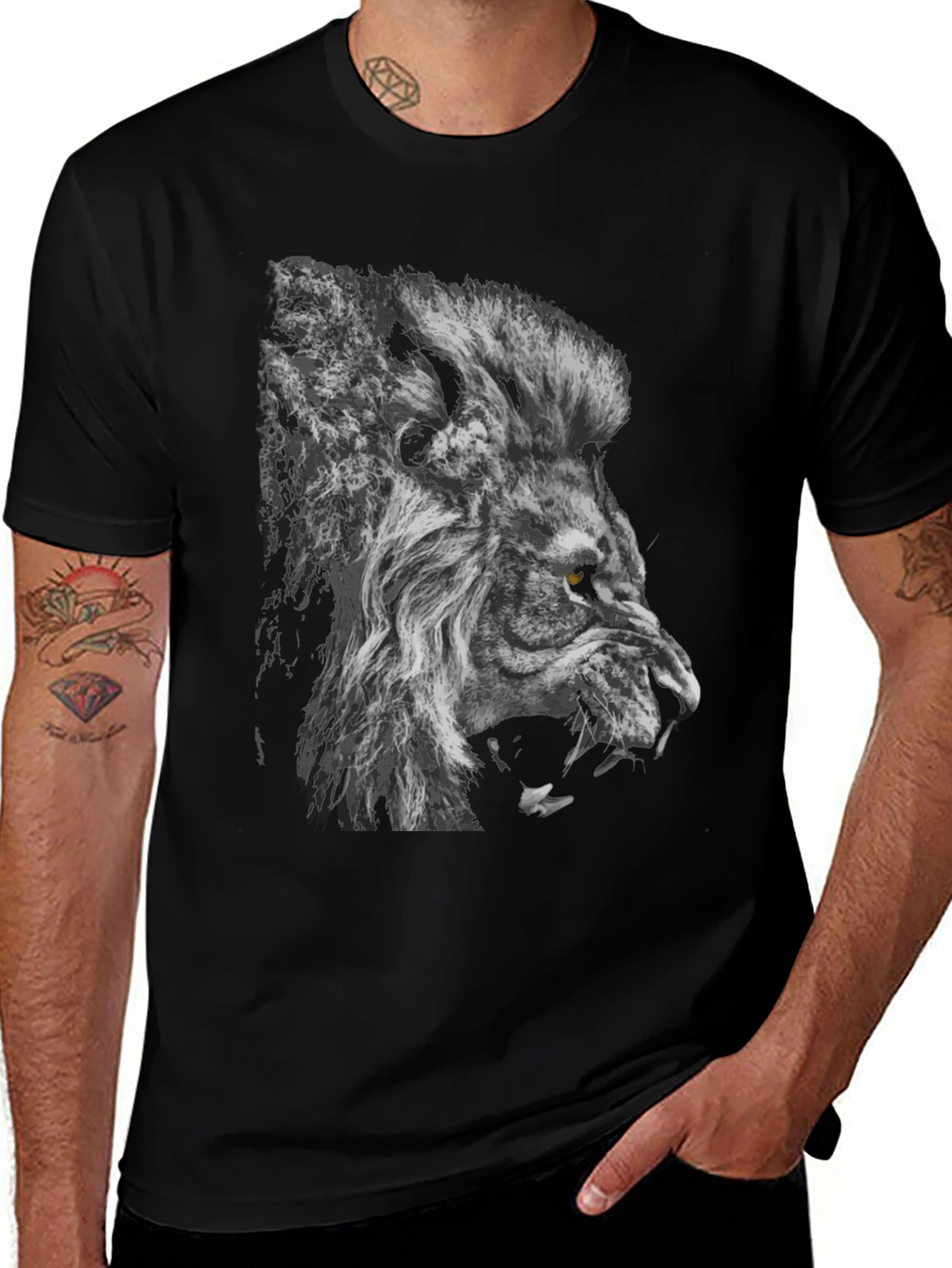 Lion Graphic Black T-Shirt