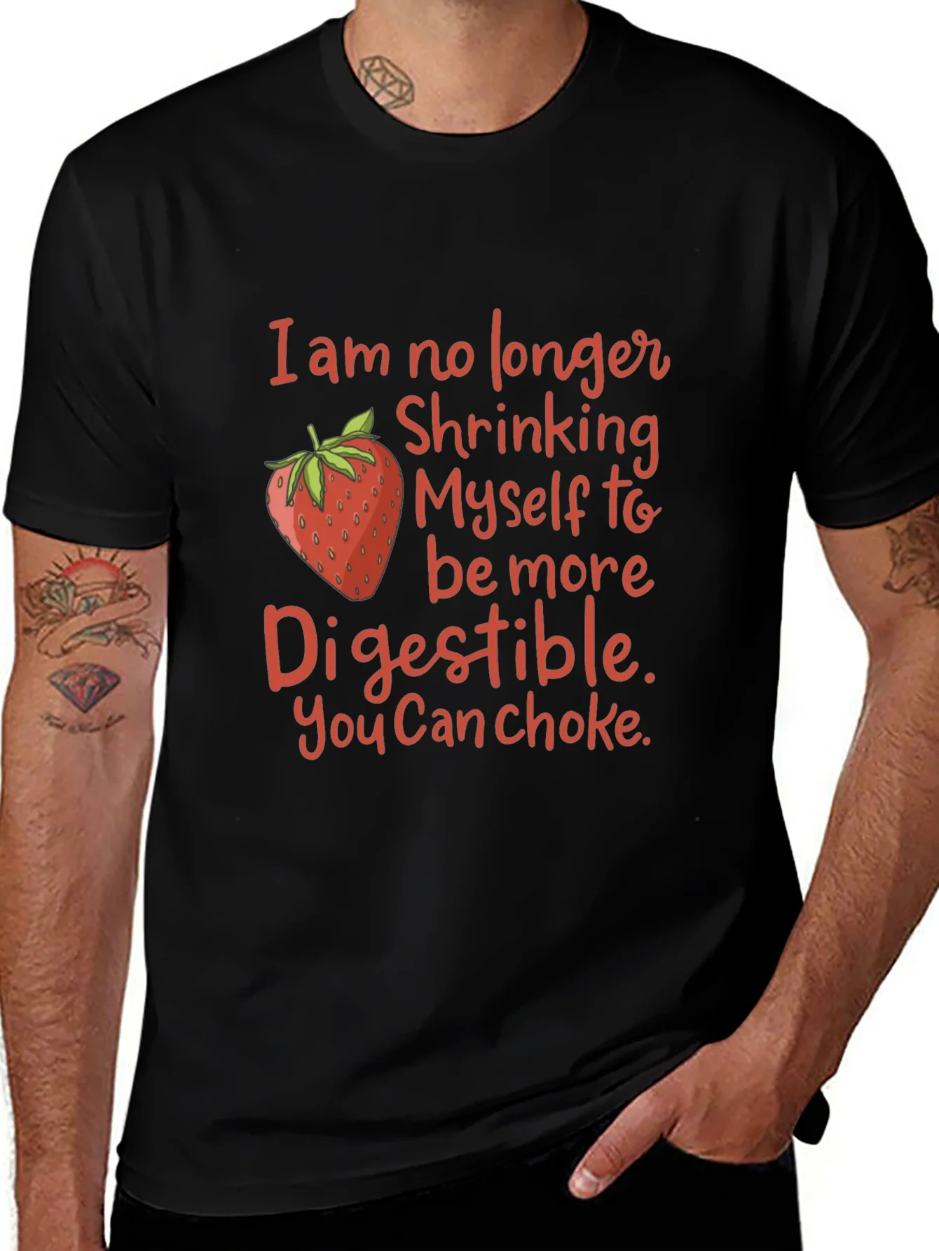 Funny Strawberry Graphic T-Shirt: You Can Choke!