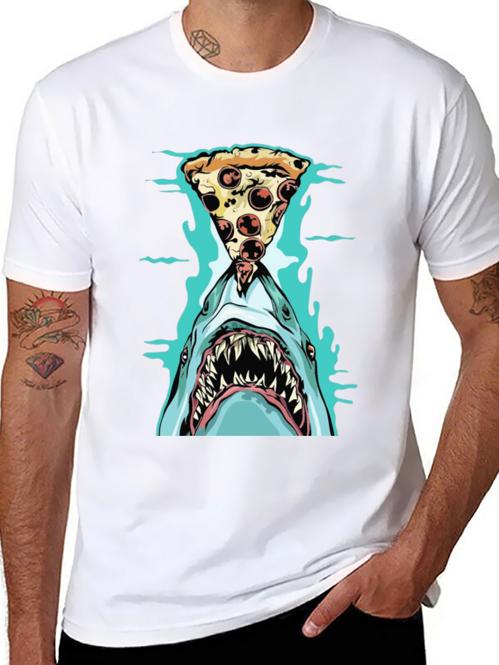 Shark Pizza T-Shirt - Funny Graphic Tee