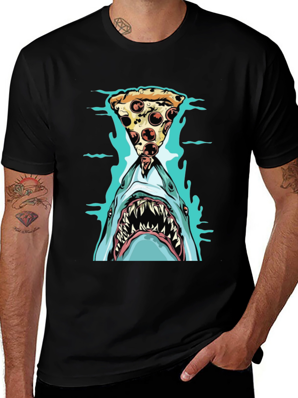 Shark Pizza T-Shirt - Funny Graphic Tee
