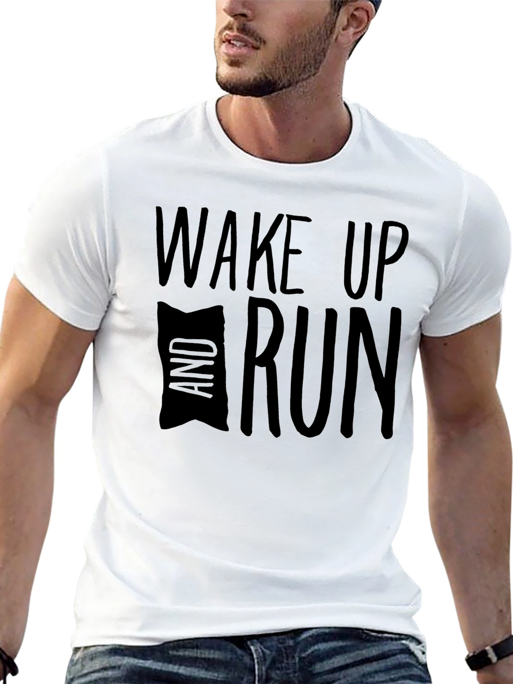 Wake Up and Run Black T-Shirt