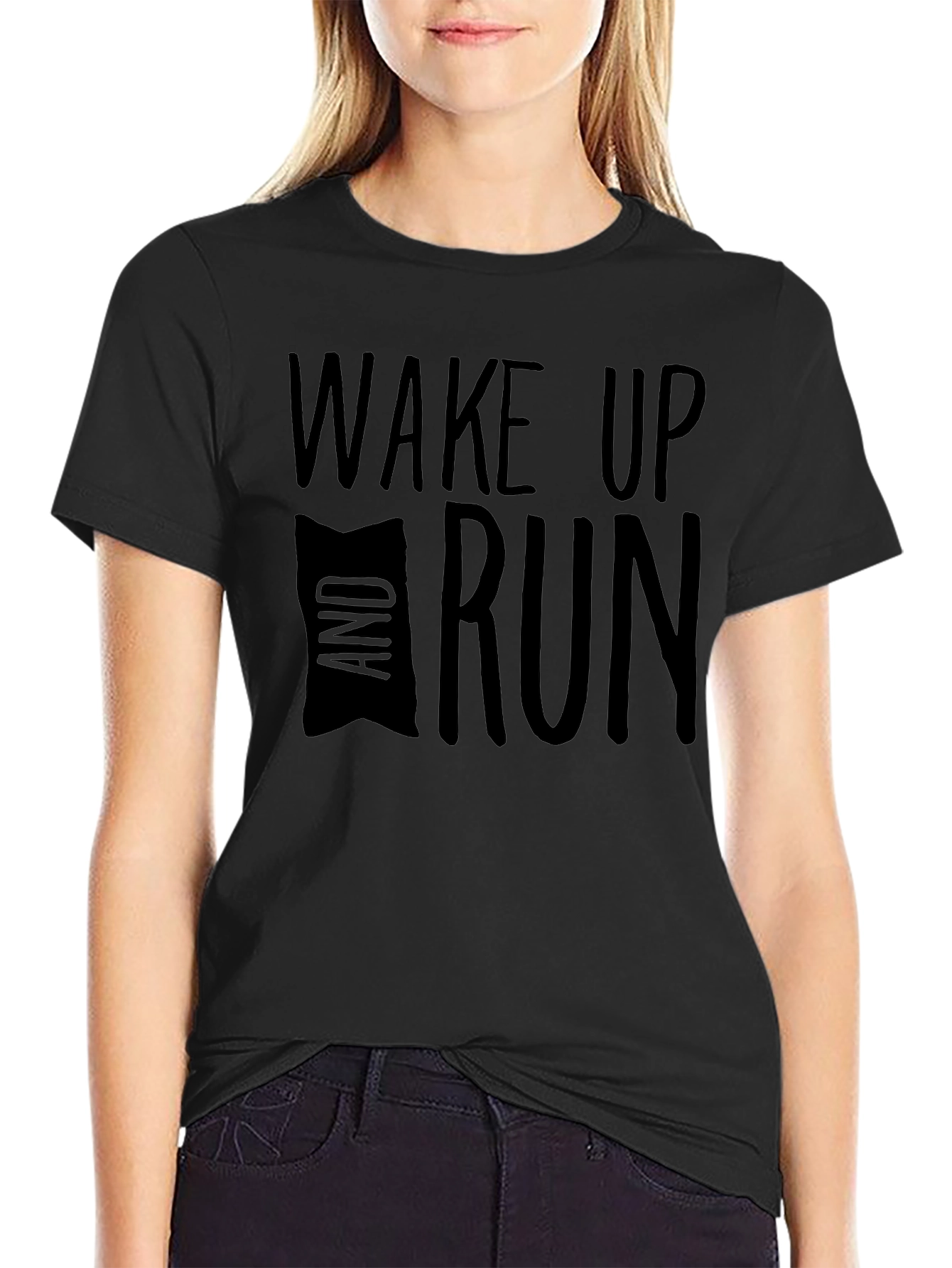 Wake Up and Run Black T-Shirt