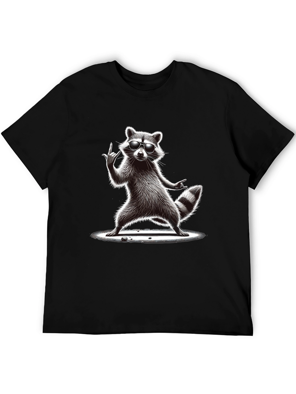 Cool Raccoon Graphic Tee - Rock On!