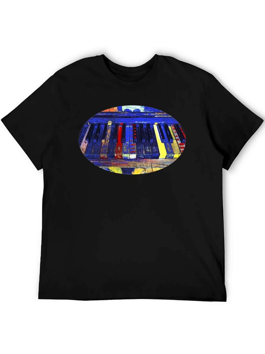 Abstract Piano Keys Graphic Tee - Black