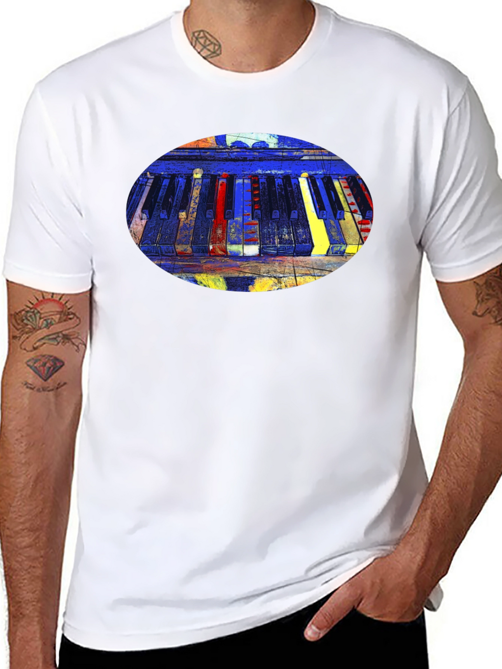 Abstract Piano Keys Graphic Tee - Black