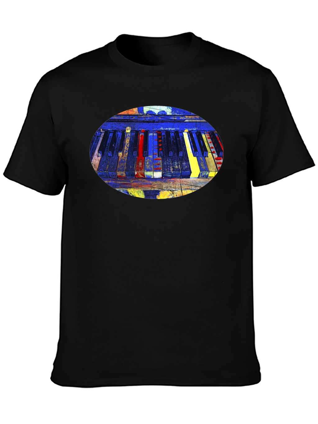 Abstract Piano Keys Graphic Tee - Black