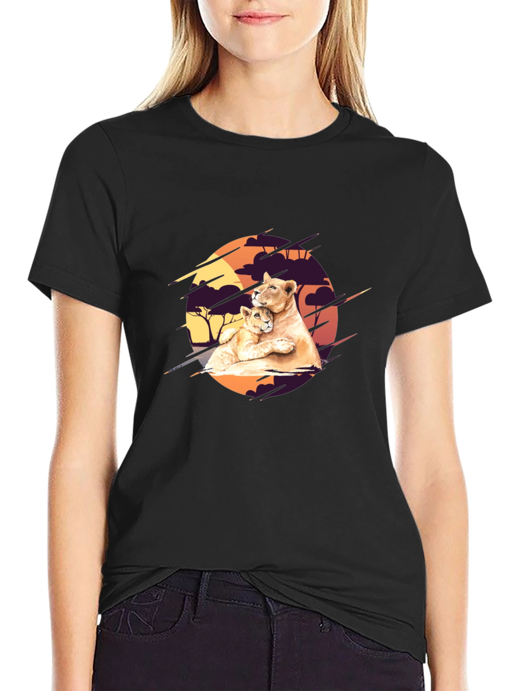 Lioness & Cub Graphic Tee - Black