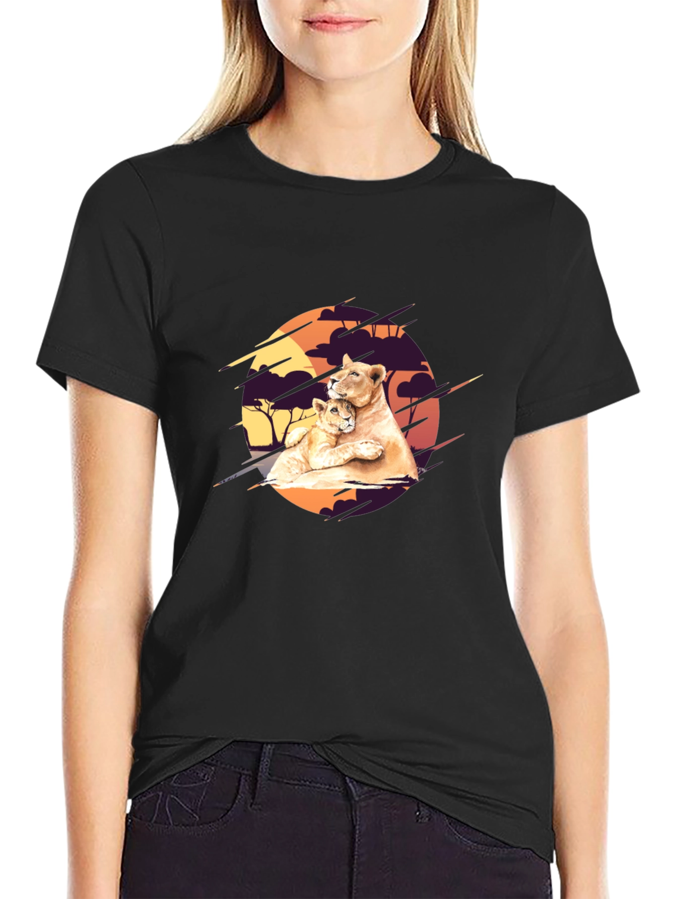 Lioness & Cub Graphic Tee - Black
