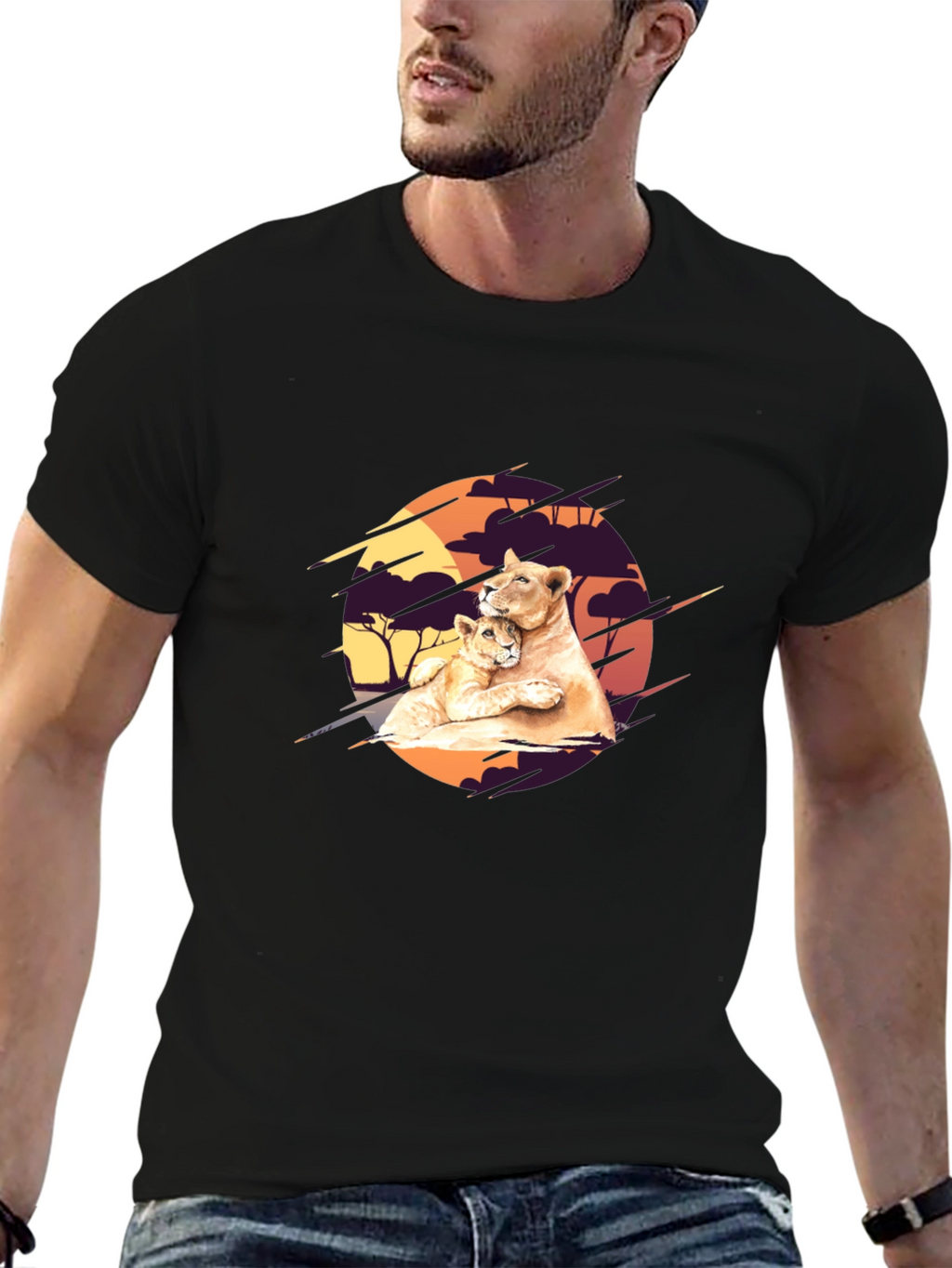 Lioness & Cub Graphic Tee - Black