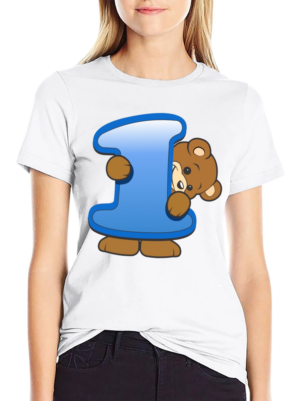 Cute Teddy Bear Initial I Black T-Shirt