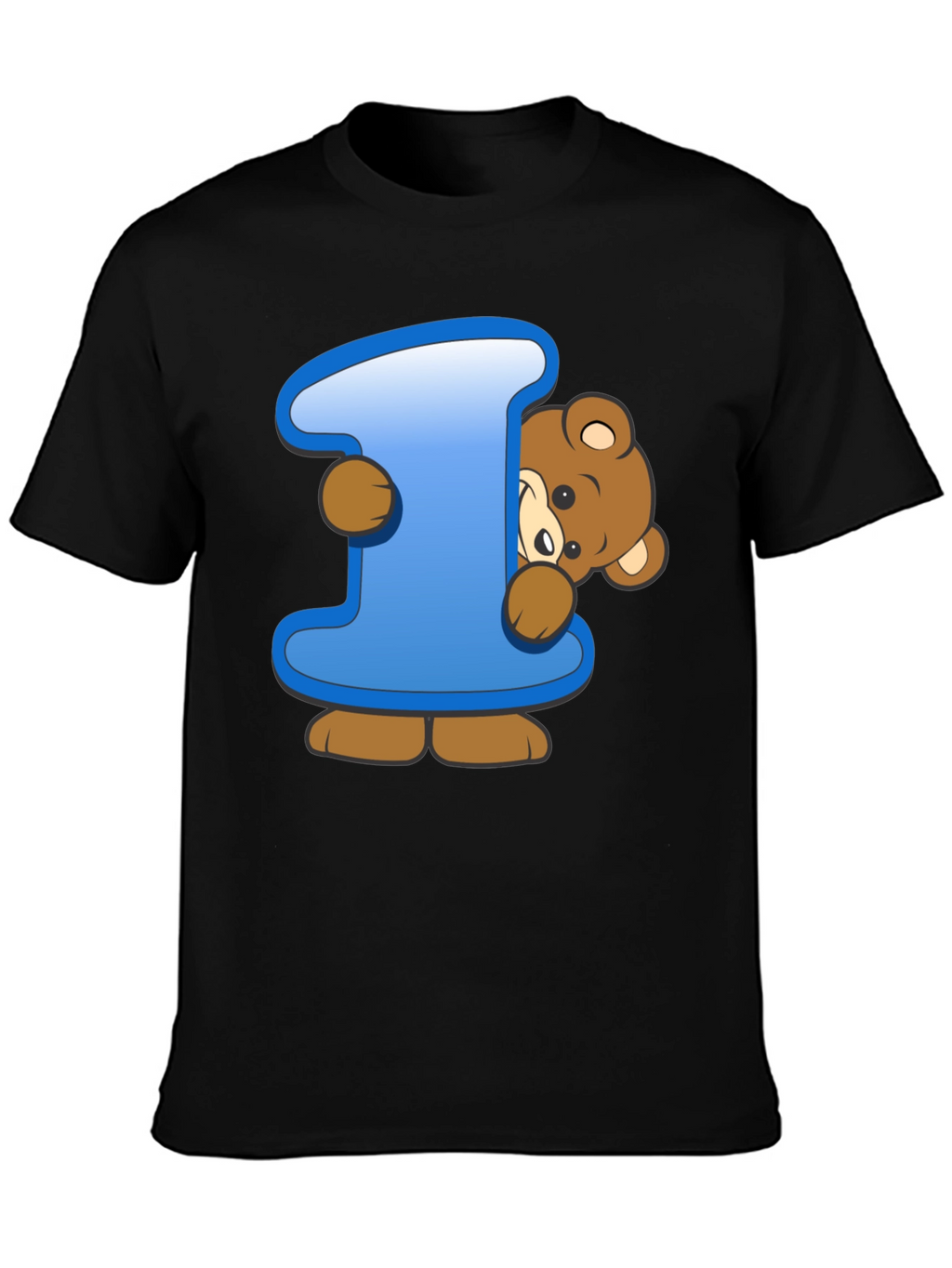 Cute Teddy Bear Initial I Black T-Shirt