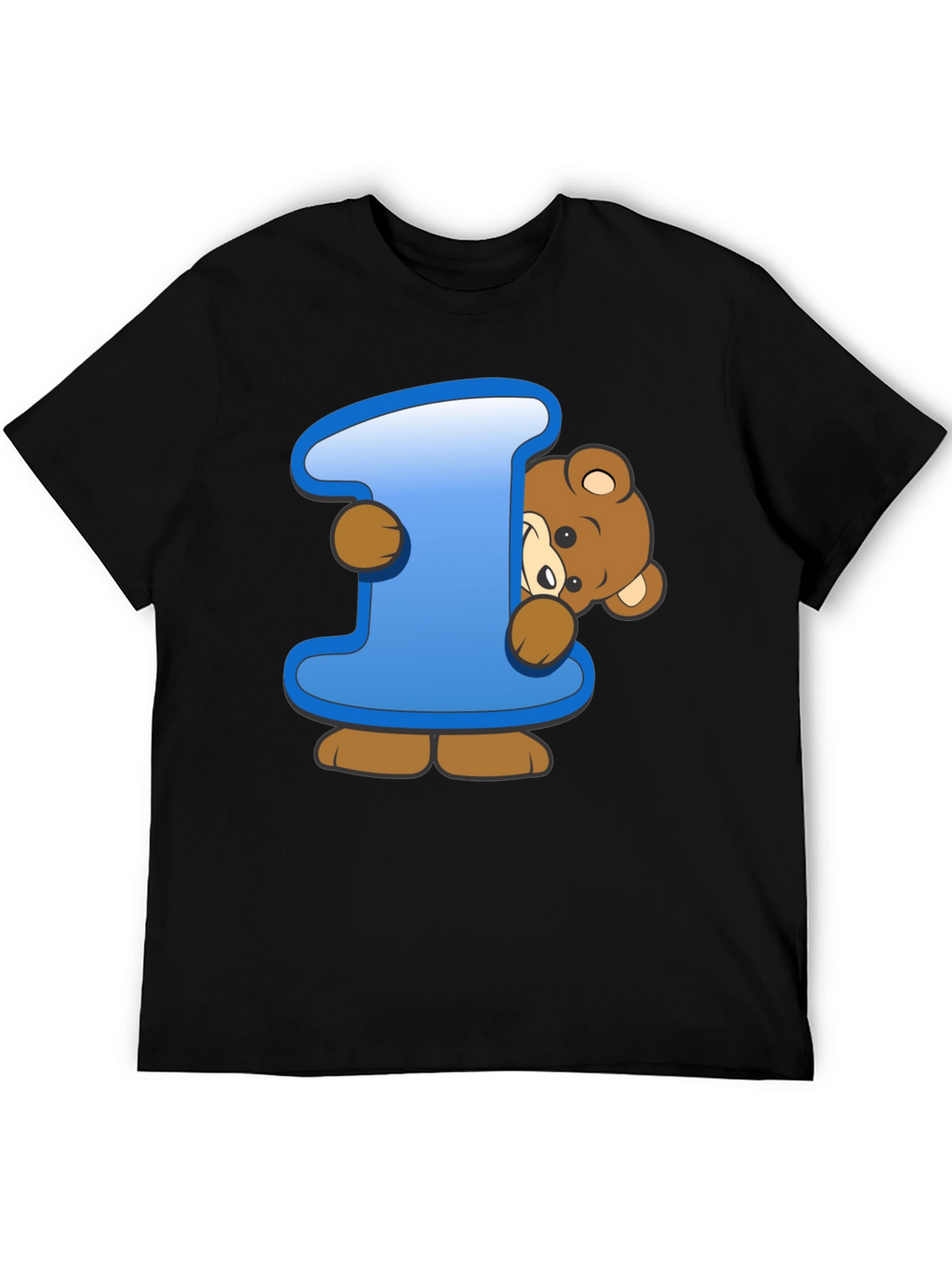Cute Teddy Bear Initial I Black T-Shirt