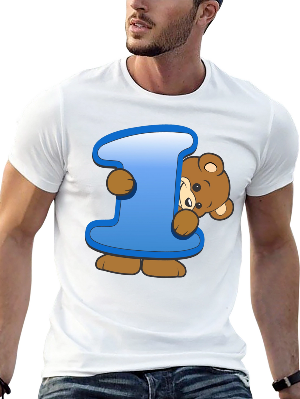 Cute Teddy Bear Initial I Black T-Shirt