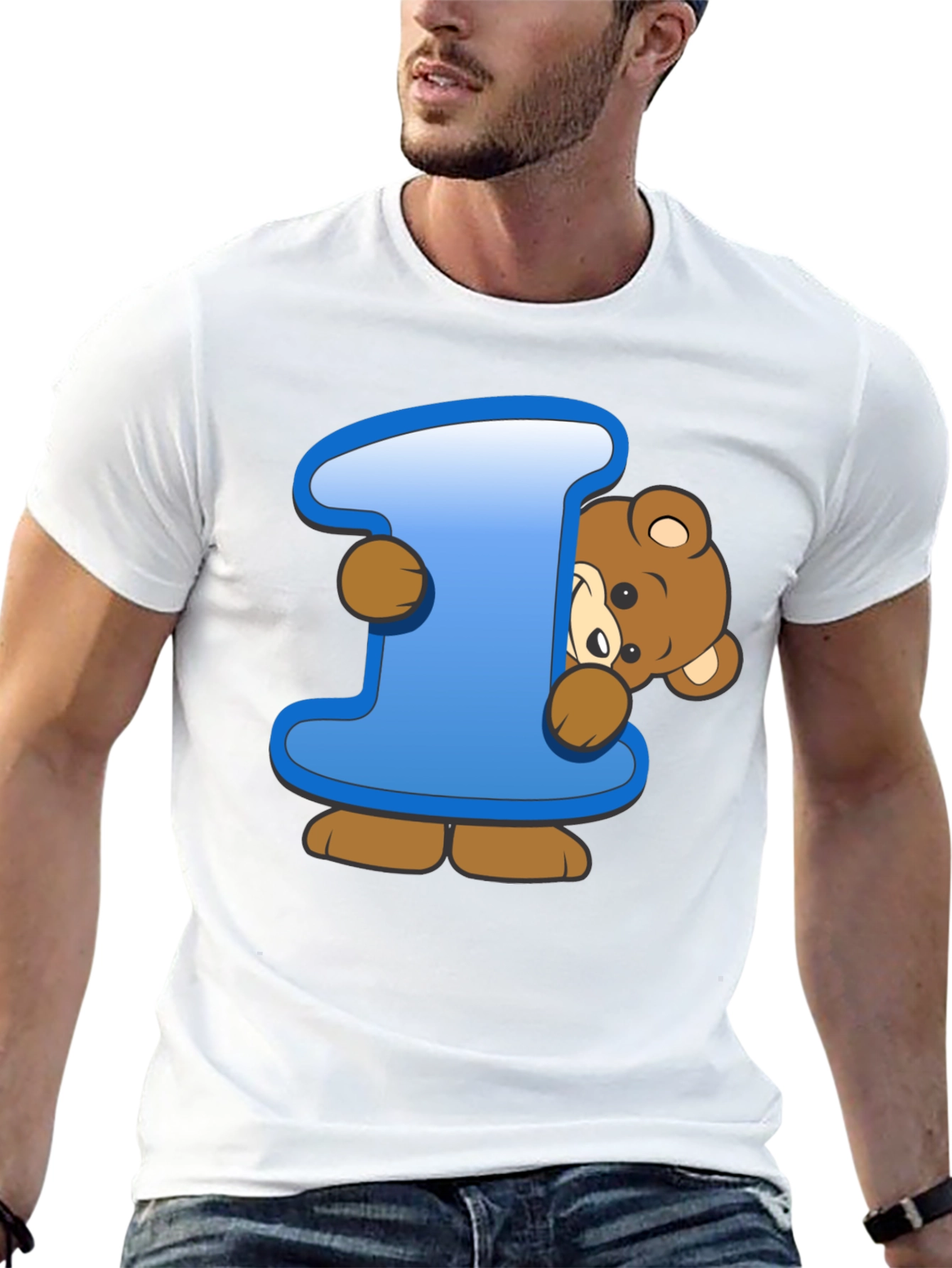 Cute Teddy Bear Initial I Black T-Shirt